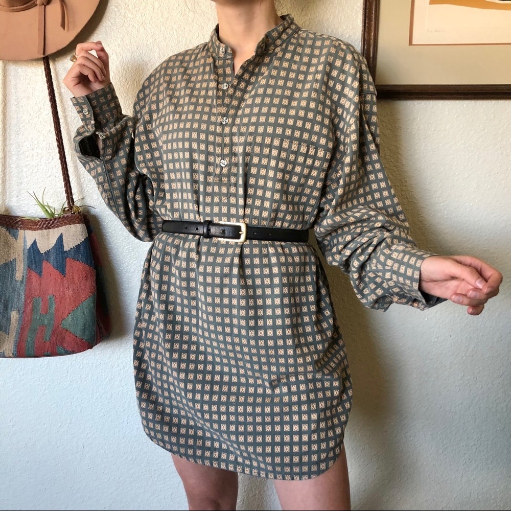 3/$30 Vintage 90s Henley Shirt Dress